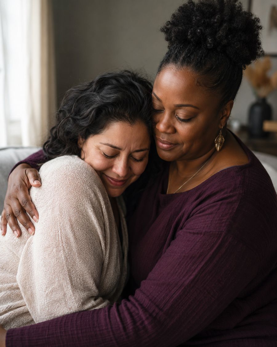Two women embracing